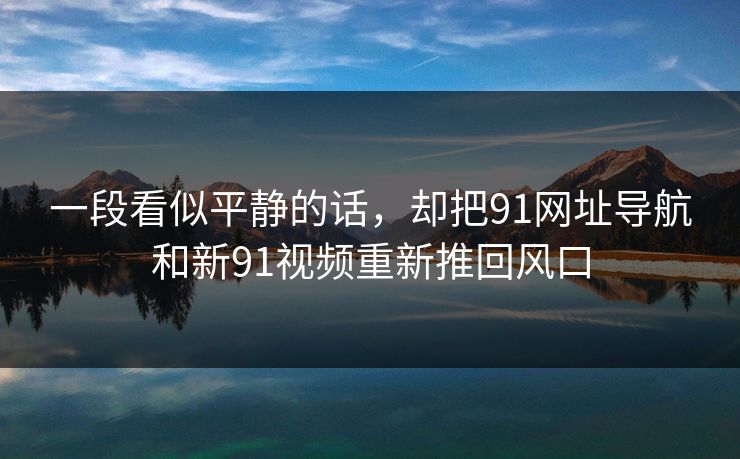 一段看似平静的话，却把91网址导航和新91视频重新推回风口