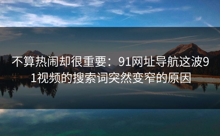 不算热闹却很重要：91网址导航这波91视频的搜索词突然变窄的原因