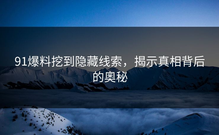 91爆料挖到隐藏线索，揭示真相背后的奧秘