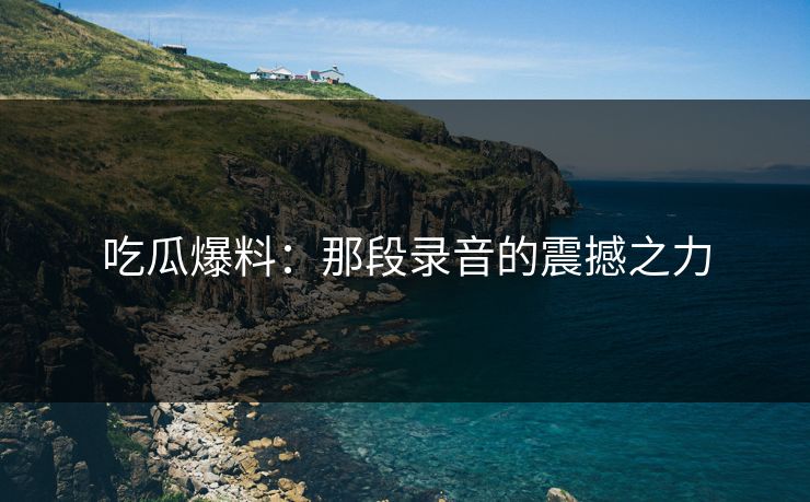 吃瓜爆料：那段录音的震撼之力