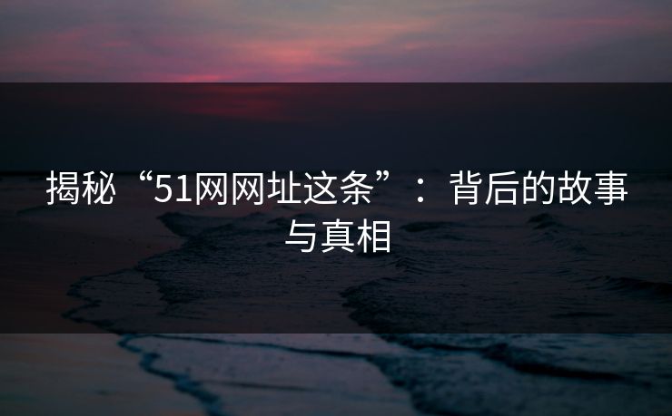 揭秘“51网网址这条”：背后的故事与真相