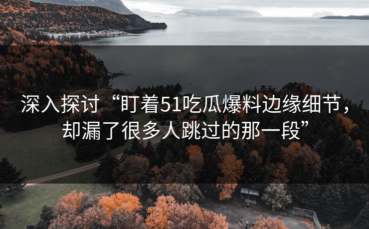 深入探讨“盯着51吃瓜爆料边缘细节，却漏了很多人跳过的那一段”