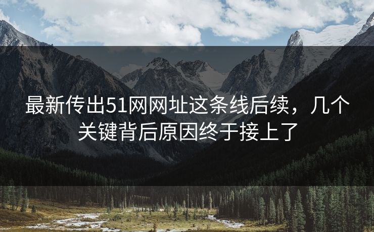 最新传出51网网址这条线后续，几个关键背后原因终于接上了
