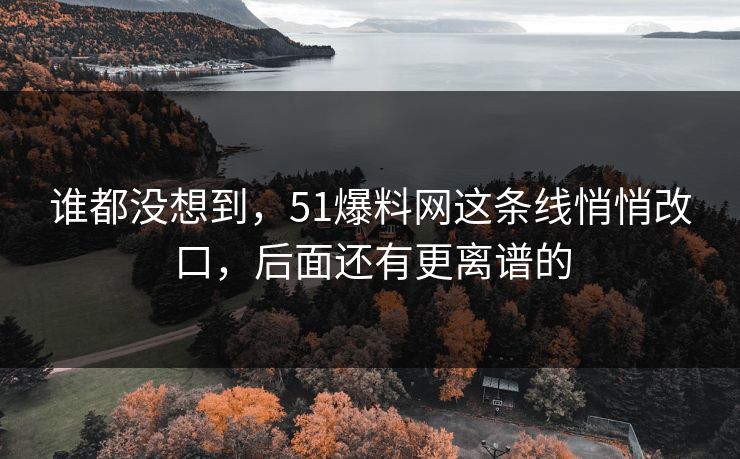 谁都没想到，51爆料网这条线悄悄改口，后面还有更离谱的