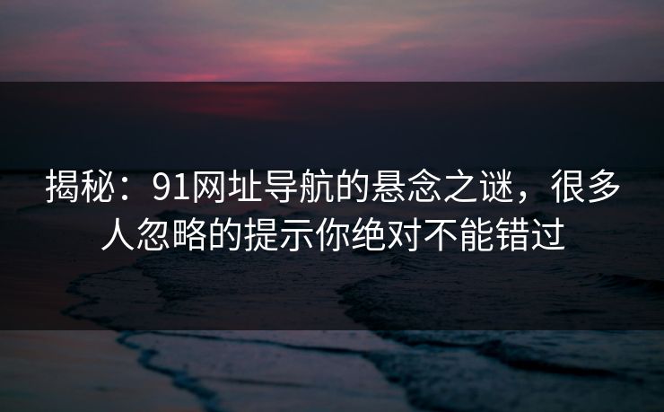 揭秘：91网址导航的悬念之谜，很多人忽略的提示你绝对不能错过