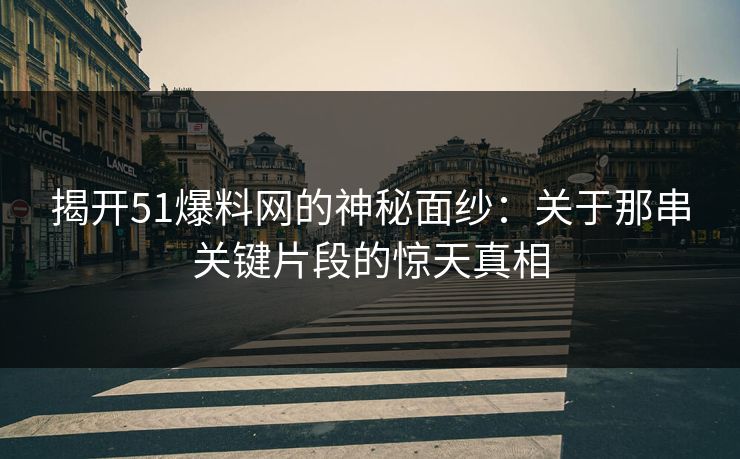 揭开51爆料网的神秘面纱：关于那串关键片段的惊天真相