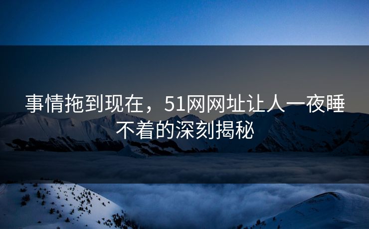 事情拖到现在，51网网址让人一夜睡不着的深刻揭秘