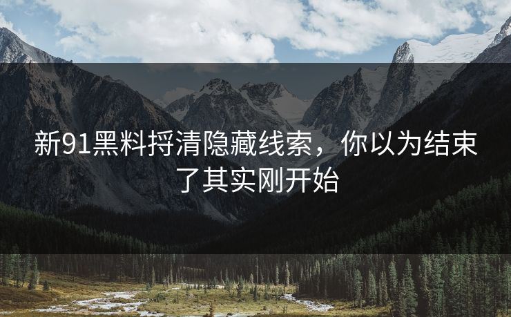 新91黑料捋清隐藏线索，你以为结束了其实刚开始