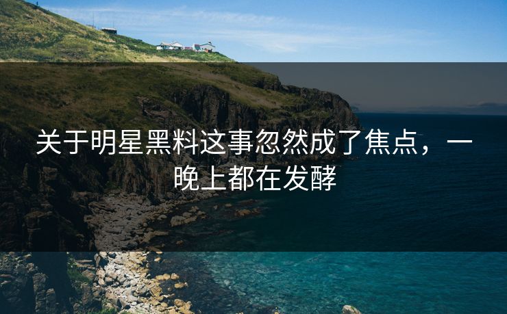 关于明星黑料这事忽然成了焦点，一晚上都在发酵