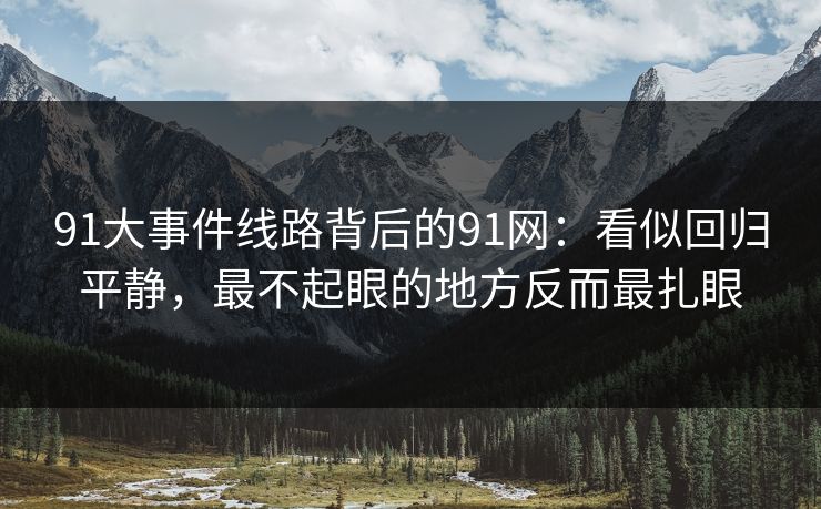 91大事件线路背后的91网：看似回归平静，最不起眼的地方反而最扎眼