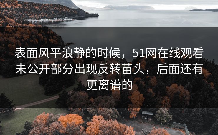 表面风平浪静的时候，51网在线观看未公开部分出现反转苗头，后面还有更离谱的